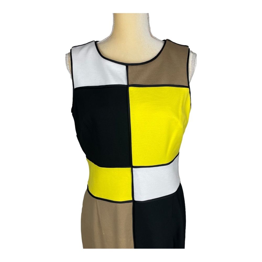 NUE by Shani Color Block Sheath Sleeveless Dress Yellow Black‎ Size 10 - Picture 2 of 11